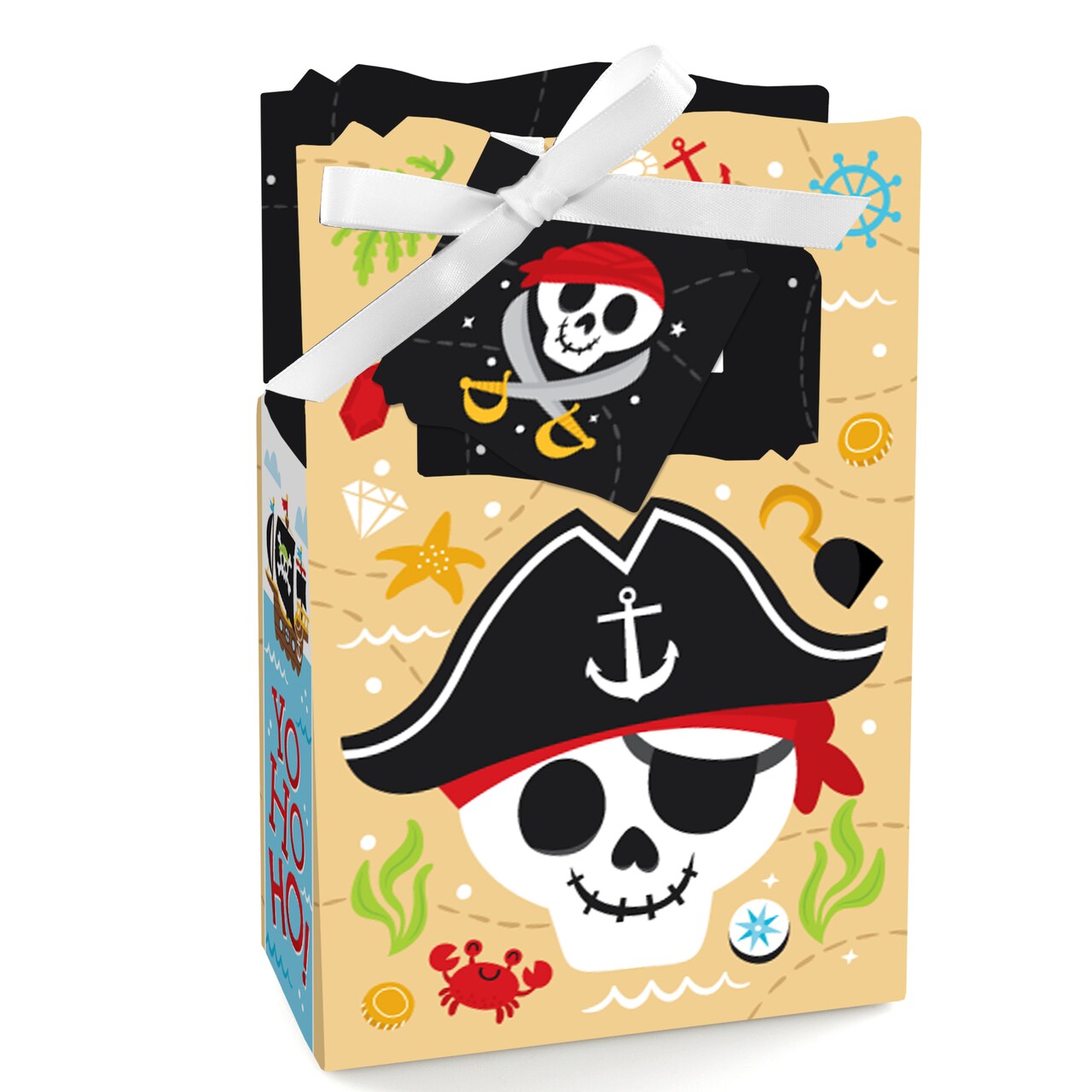 Big Dot of Happiness Pirate Ship Adventures - Skull Birthday Party Favor Boxes - Set of 12